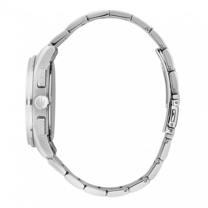 Orologio Uomo Maserati Sorpasso Acciaio Satinato Quarzo Bianco Crono Data R8873624013