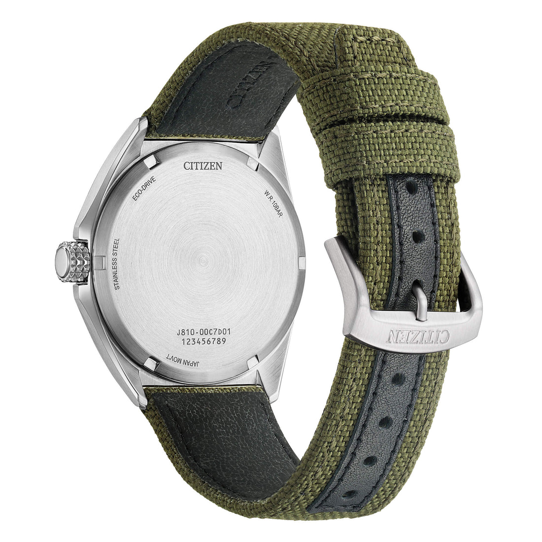 Orologio Uomo Citizen Verde Militare Eco-Drive Solo Tempo Acciaio Data AW1571-09E