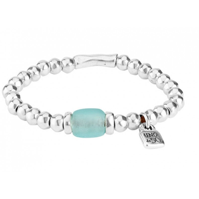 Bracciale Donna Uno De 50 Elastico Con Pietra Blu
