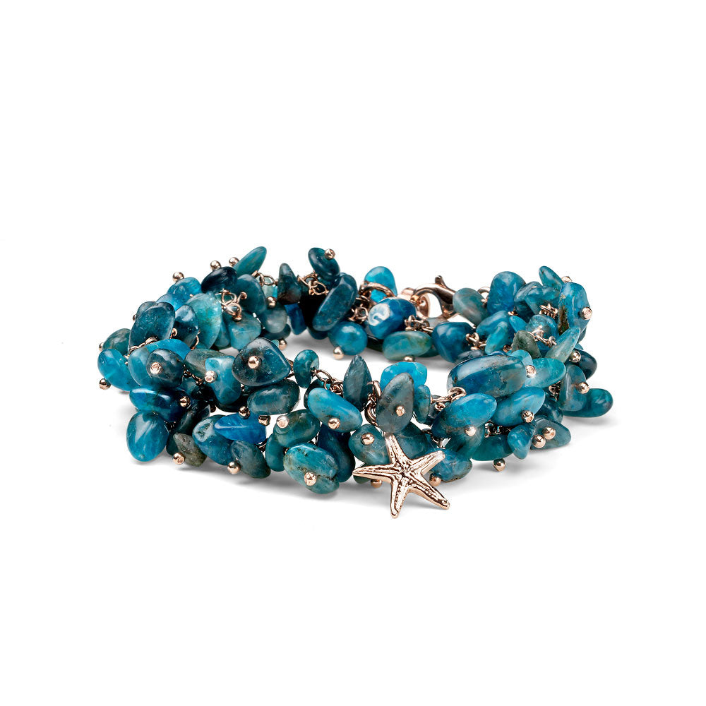 Bracciale Donna Maria Cristina Sterling Argento Rosè 925 Due Giri Apatite Blu G4129R