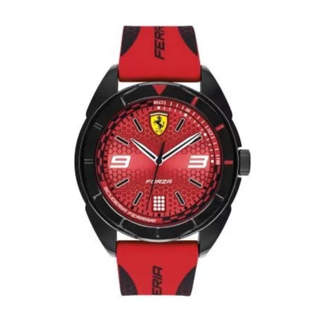 Orologio Uomo Ferrari Quarzo Solo Tempo Forza Numeri Rosso Gomma FER0830517