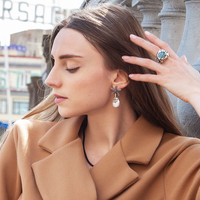 Anello Donna Nemoris Argento 925 Bronzo Rosè Misura 18 Acquamarina HAS029