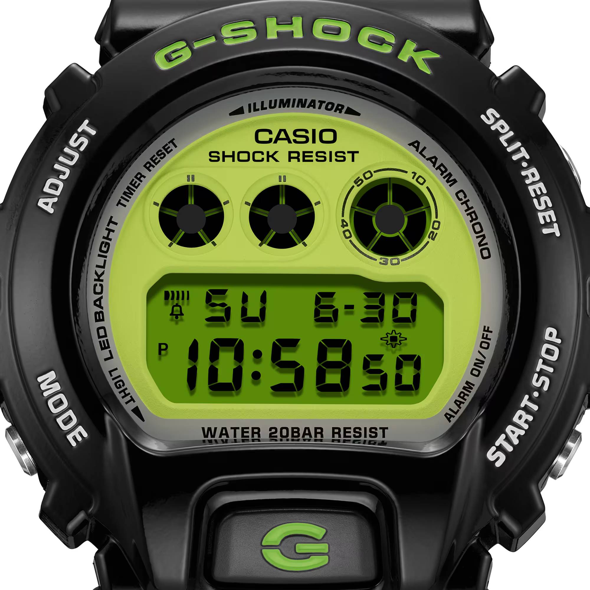 Orologio Uomo Casio G-SHOCK Quarzo Nero Lucido Fluorescente Verde DW-6900RCS-1ER