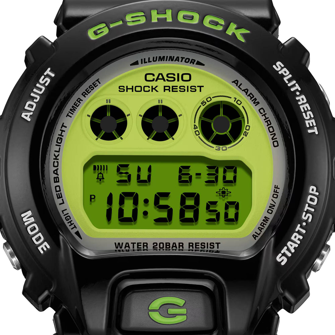 Orologio Uomo Casio G-SHOCK Quarzo Nero Lucido Fluorescente Verde DW-6900RCS-1ER