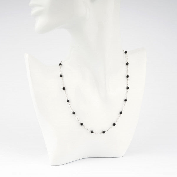 Collana Donna Cameo Italiano Argento Bianco 925 Pietre Nere CCP45-B NERO