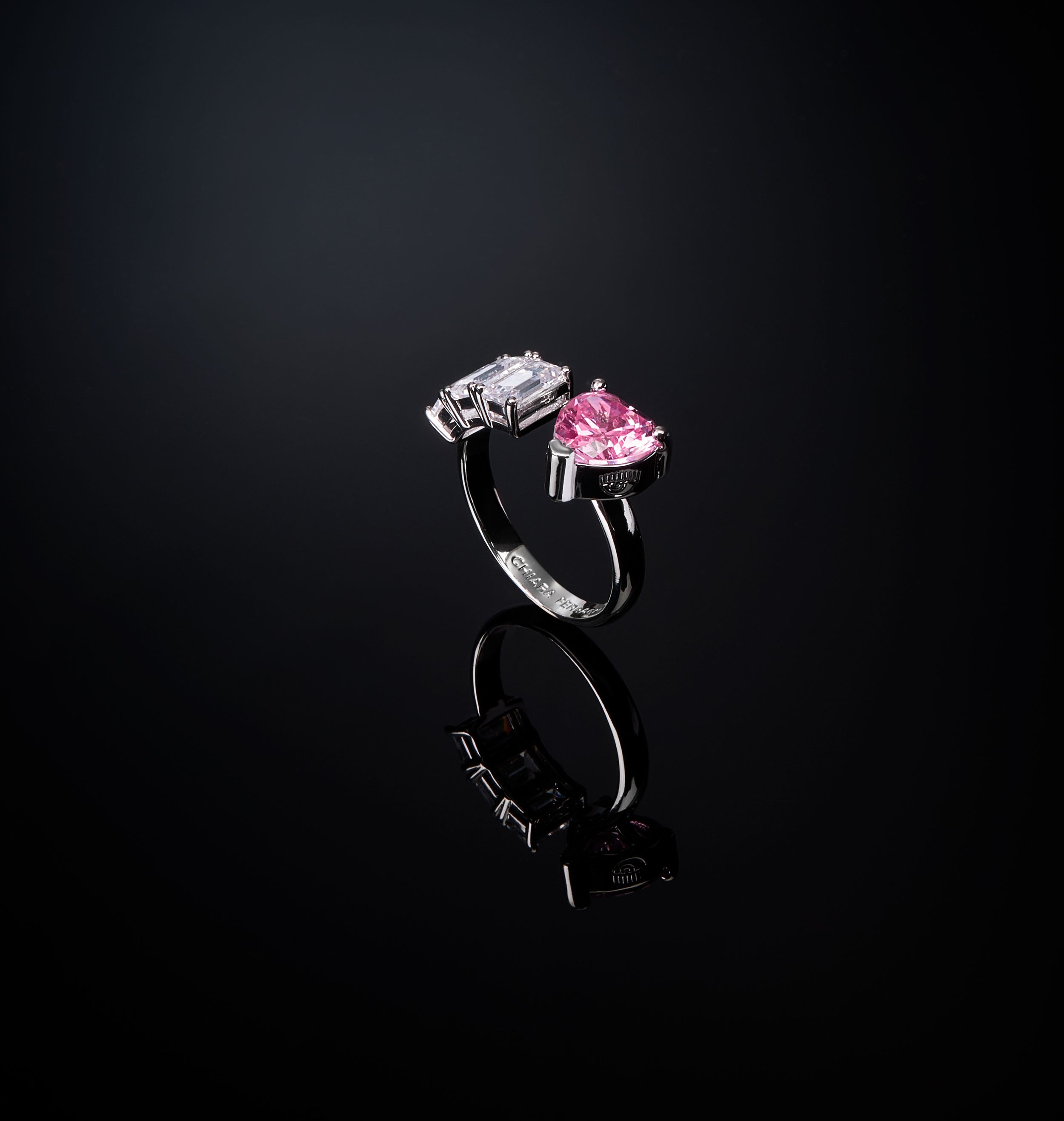 Anello Donna Chiara Ferragni Cuore Zircone Rosa Zirconi e Bianchi