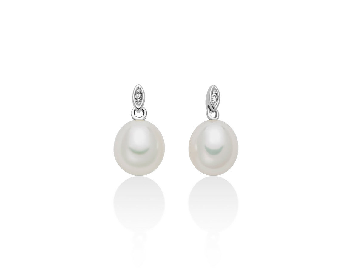 Orecchini Donna Miluna Oro Bianco 9kt Perla 6,5-7 mm e Diamanti PER2721X