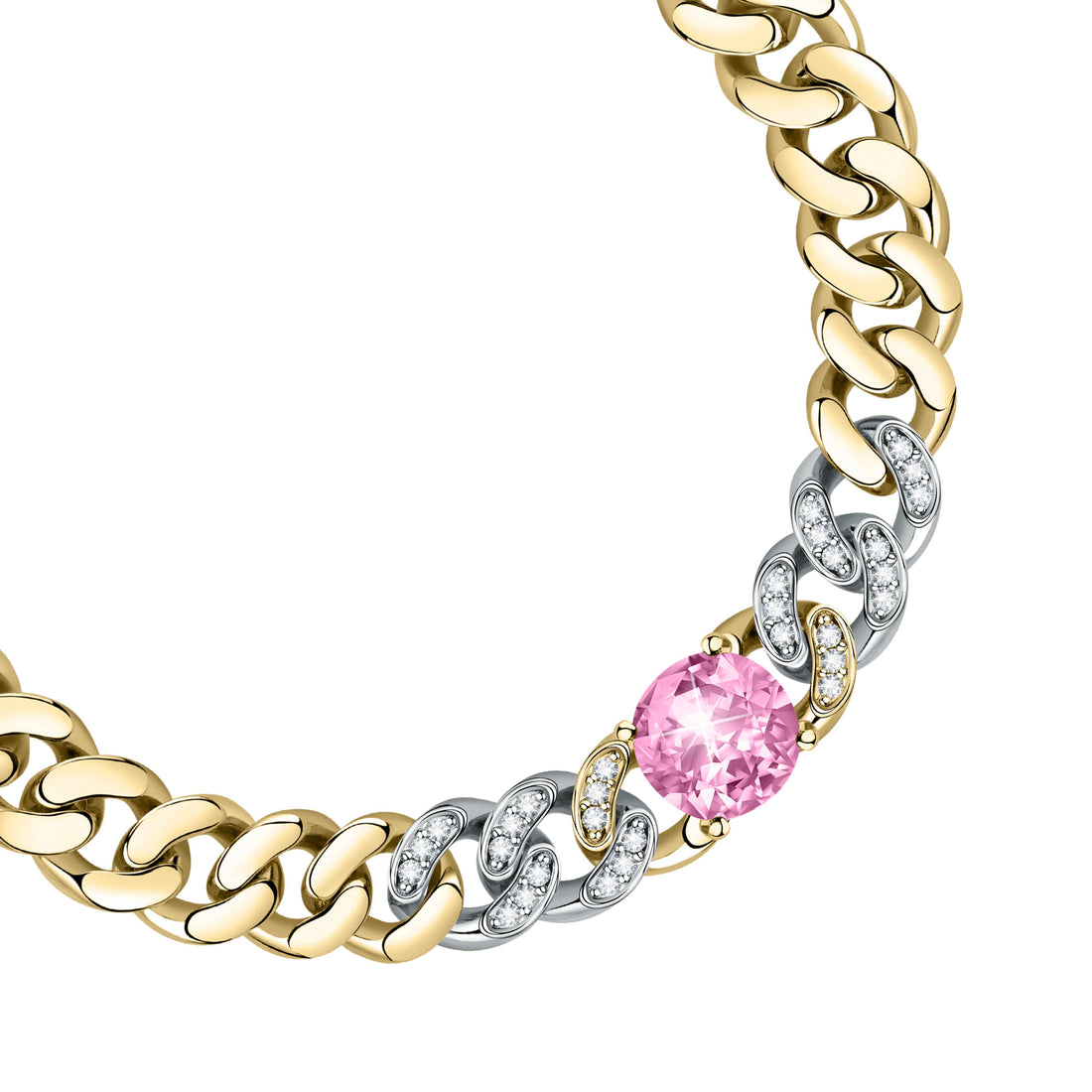 Bracciale Donna Chiara Ferragni Groumette Catena Zirconi Bianchi Rosa