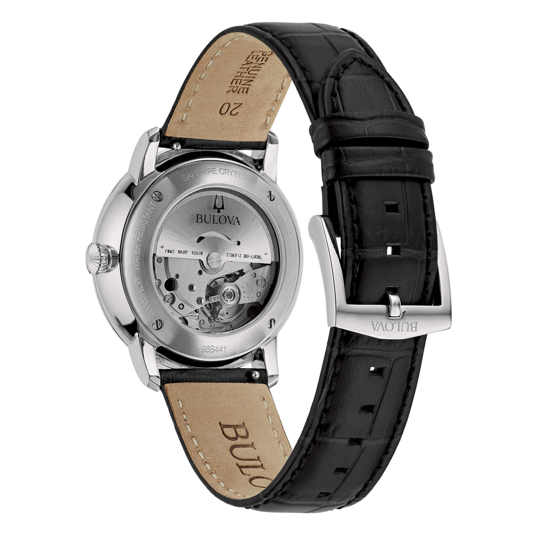 Orologio Uomo Bulova Hudson Automatico Pelle Nero Data 96B441