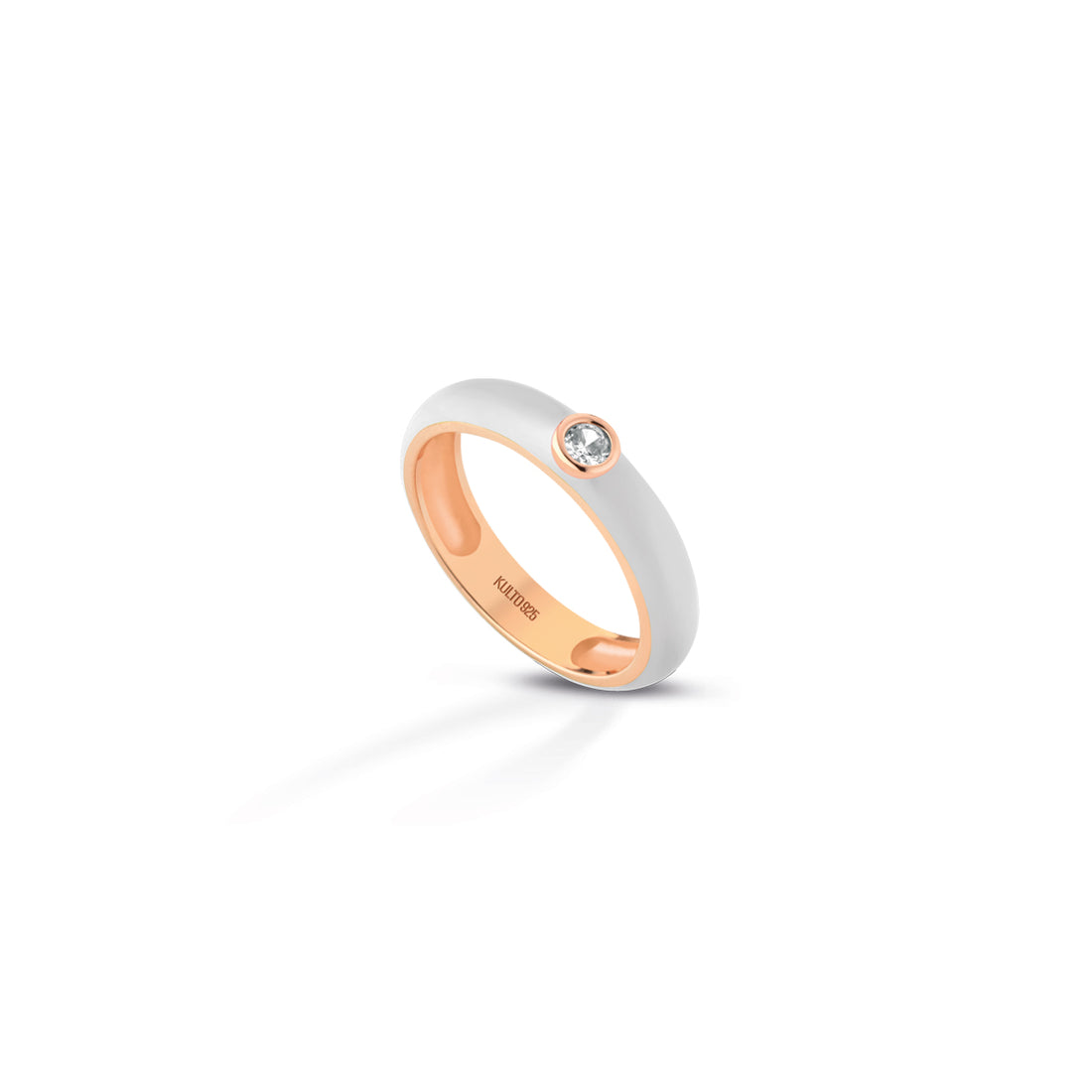 Anello Donna Kulto 925 Argento Rosè Smalto Grigio Zircone Bianco KR925-037-14