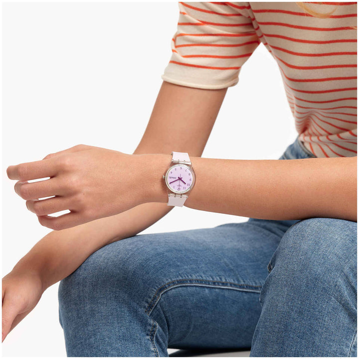 Orologio Donna Swatch Rosa Pearlazing Solo Tempo Quarzo GE714