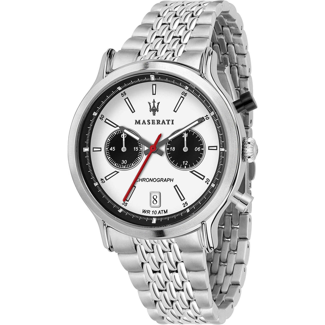 Orologio Uomo Acciaio Maserati Cronografo Legend Data Nero Bianco R8873638004