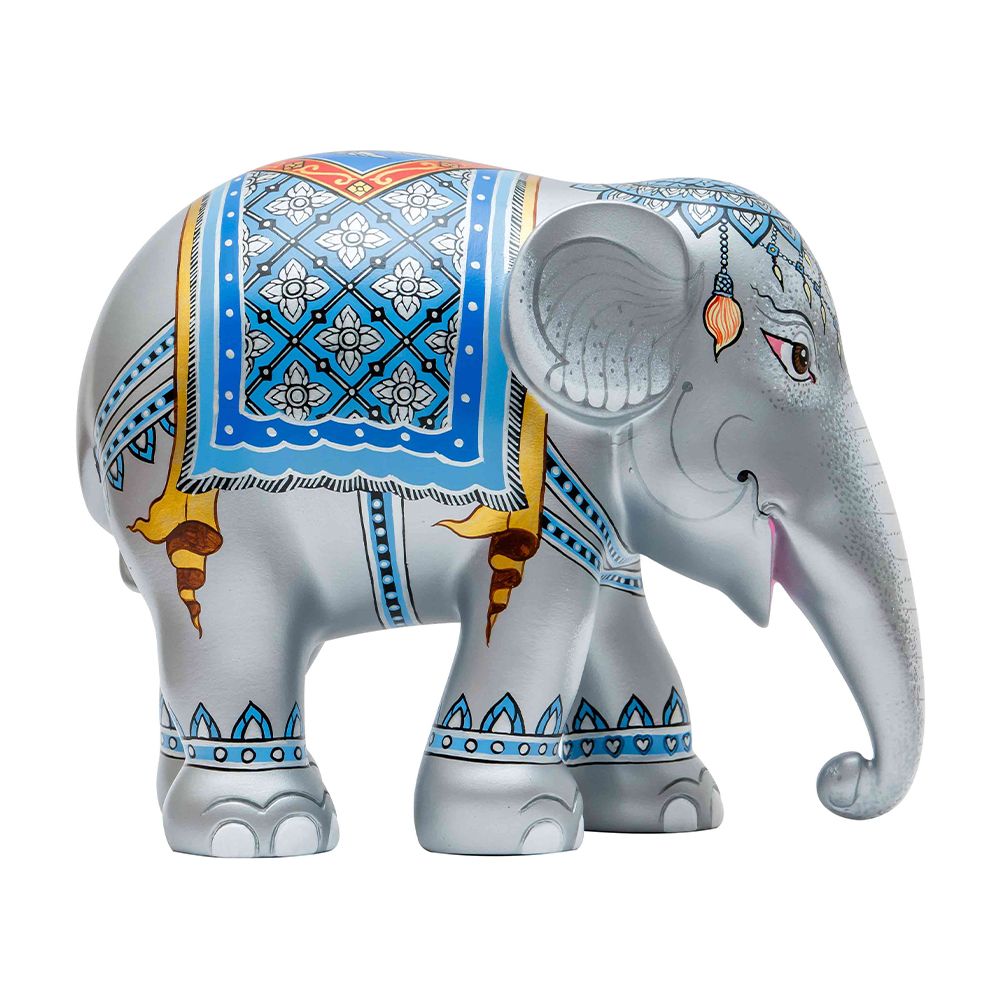 Scultura Elefante Onlylux Royal Elephant Silver 20cm Resina Dipinto A Mano 8858831242111