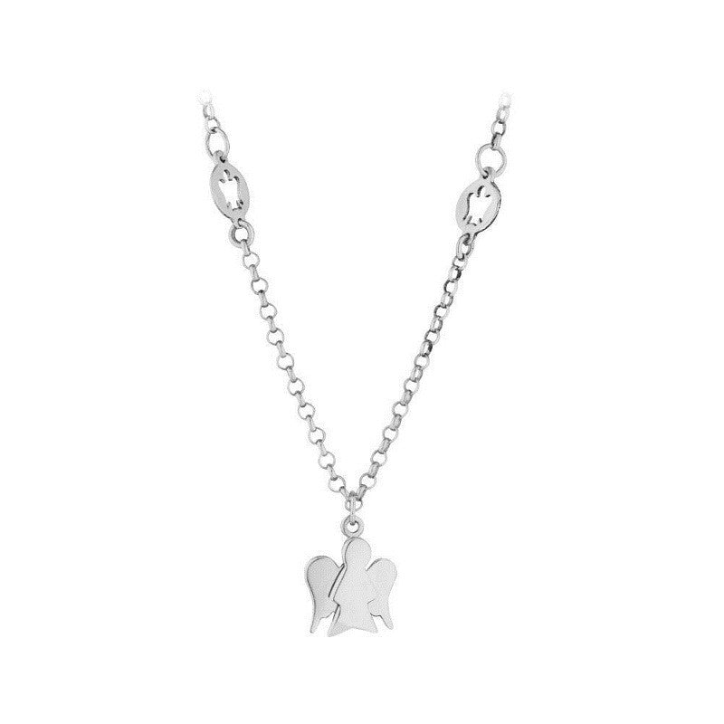 Collana Donna Oro 9 ck con Angelo oro bianco