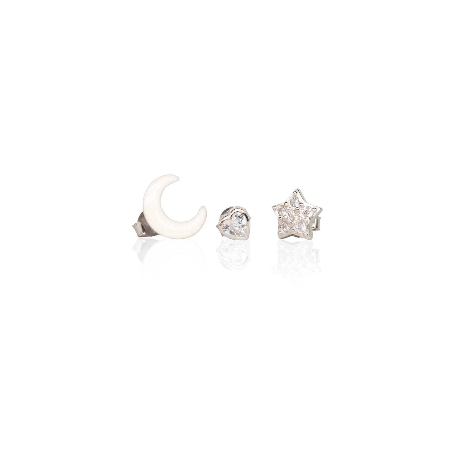 Orecchini Donna Re Mida Argento 925 Set A Tre Con Zirconi Bianchi O034