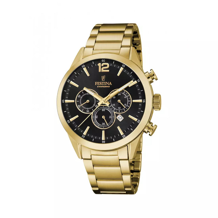 Orologio Uomo Festina Acciaio Dorato Quarzo Cronografo Nero F20633/3