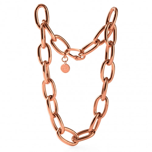 Collana Donna Unoaerre Bronzo Lucido Rosato Catena Anelli Ovale Girocollo 509986