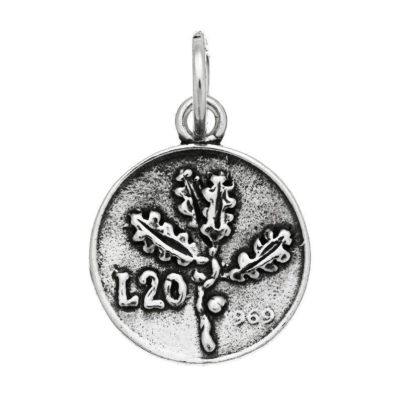 Charm Unisex Giovanni Raspini Argento 925 Moneta 20 Lire Realizzato A Mano 09458