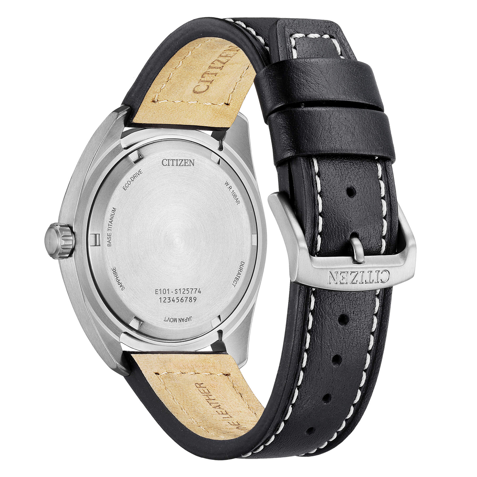 Orologio Uomo Citizen Eco-Drive Titanio Quarzo Doppia Data Pelle Nero BM8560-29E