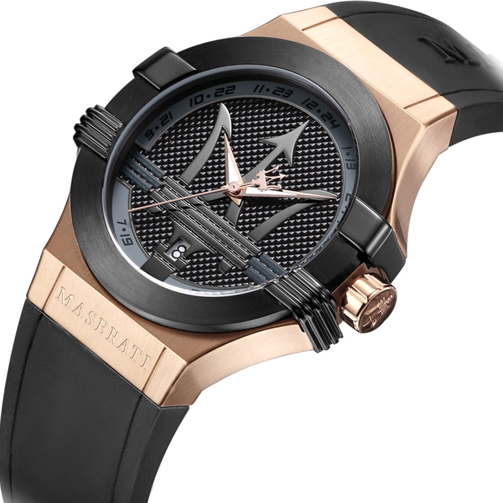 Orologio Uomo Maserati Acciaio Solo Tempo Quarzo Gomma Rosè Potenza 40 mm