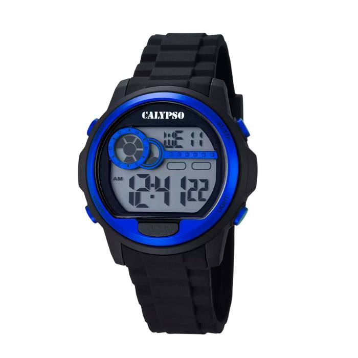 Orologio Uomo Calypso Gomma Quarzo Digitale Cronografo Nero Blu K5667/3