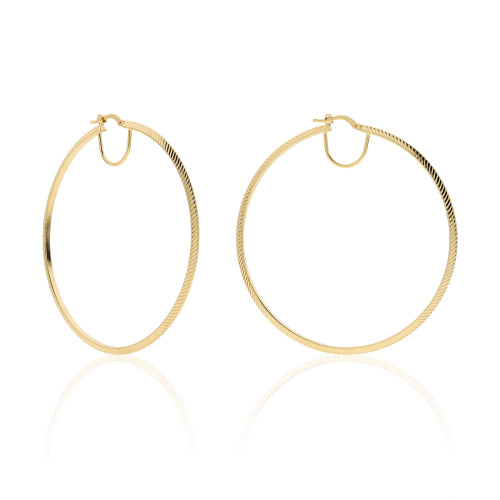 Orecchini Donna Unoaerre Bronzo Dorato Cerchio Grandi Sfaccettato Zigrinato 549495