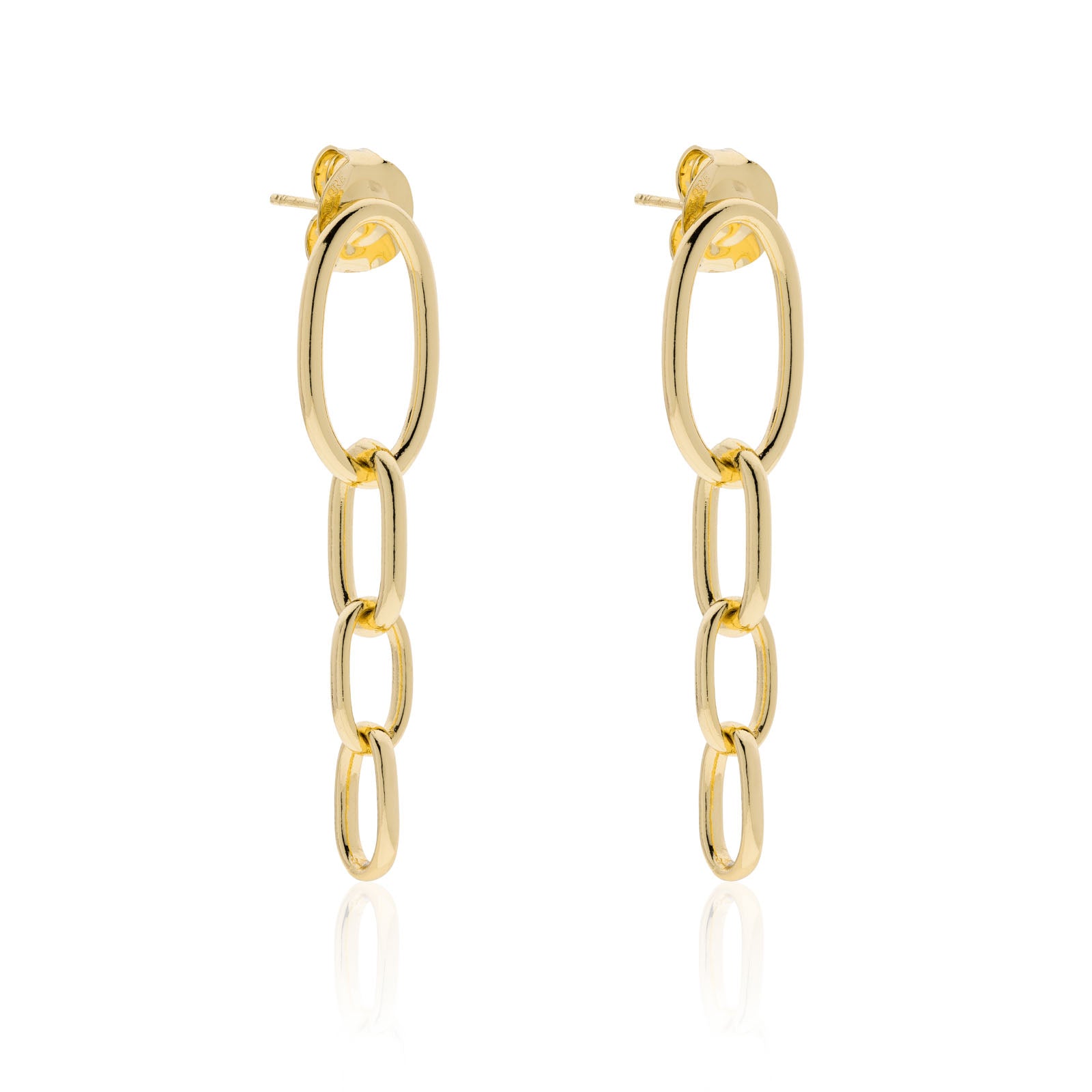 Orecchini Donna Unoaerre Bronzo Dorato Pendenti Ovali Anelli Lucidi 549537