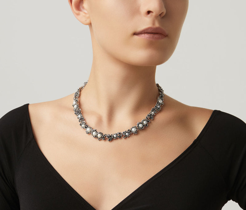 Collana Donna Giovanni Raspini Argento 925 Girocollo Anemone Perle 11262