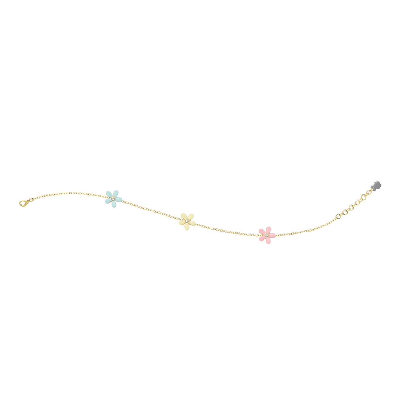 Bracciale Bambina Nanàn Argento Dorato 925 Fiori Smalto Zirconi NAN0469