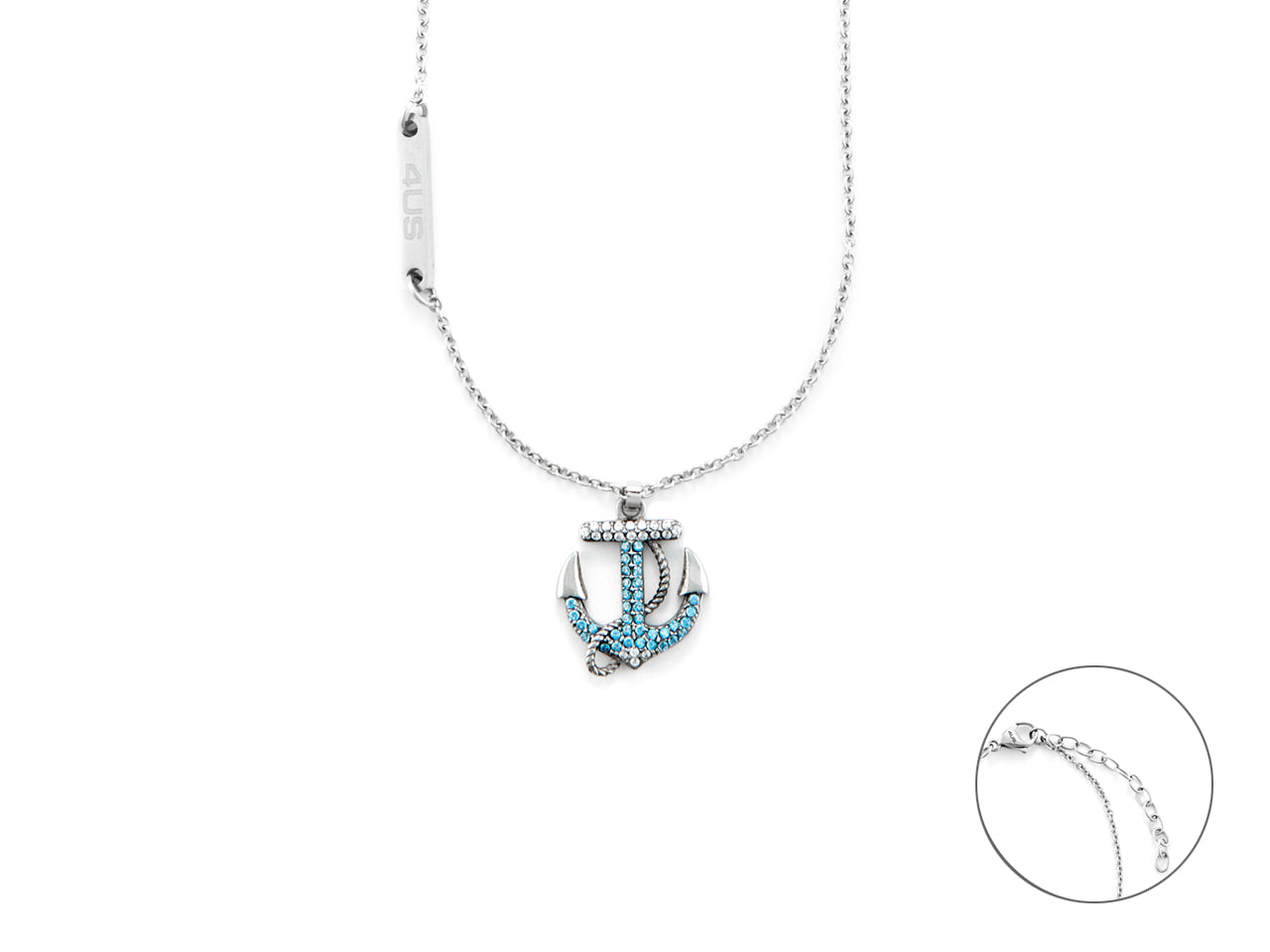 Collana Uomo 4us cesare paciotti ancora zirconi blu 4UCL6367