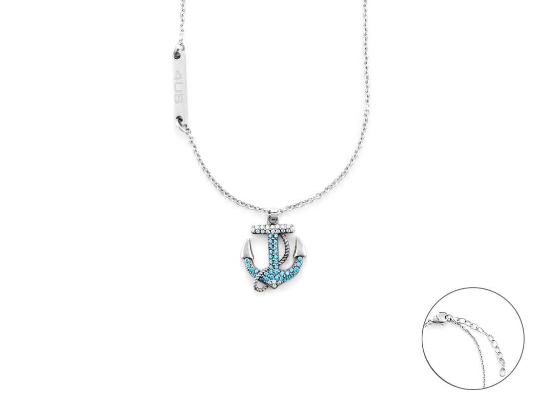 Collana Uomo 4us cesare paciotti ancora zirconi blu 4UCL6367