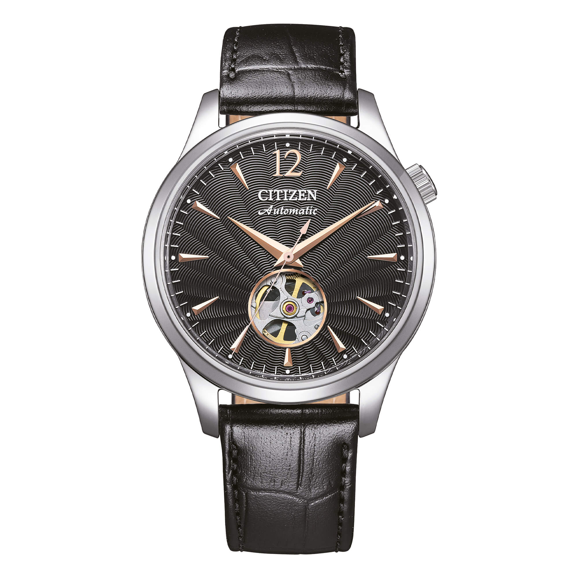 Orologio Uomo Citizen Automatico Open Heart Nero Pelle NH9131-14E