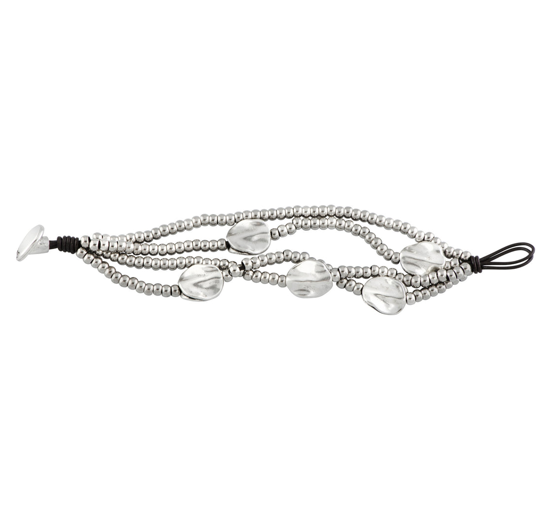 Bracciale Donna Uno De 50 Multifilo Cuoio Marrone Monetine