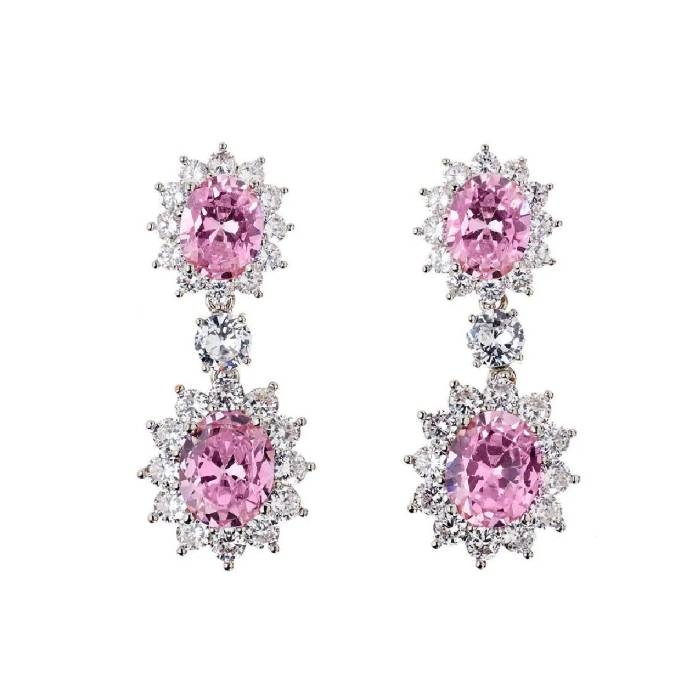 Orecchini Donna Ottaviani Pendenti Zirconi Bianchi Rosa 500780O