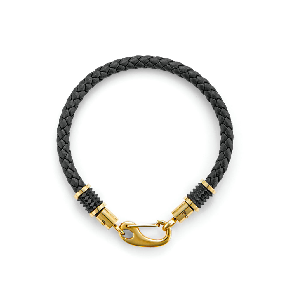 Bracciale Uomo 4US Cesare Paciotti Acciaio Pelle Nera Intrecciata 4UBR5998