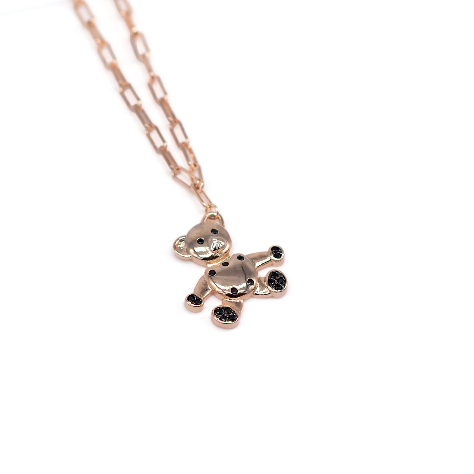 Collana Donna Re Mida Argento 925 Rosè Ciondolo Con Orsetto C011