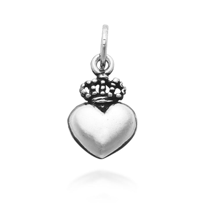 Charm Donna Giovanni Raspini Argento 925 Cuore Ed Corona Realizzato A Mano 06418