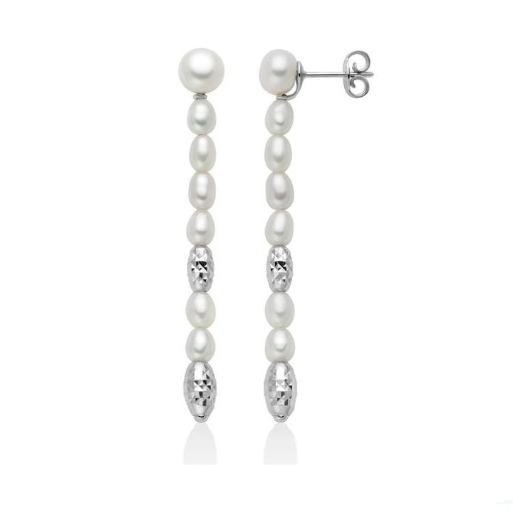 Orecchini Donna Miluna Argento Pepite Perle Pendenti PER2793B