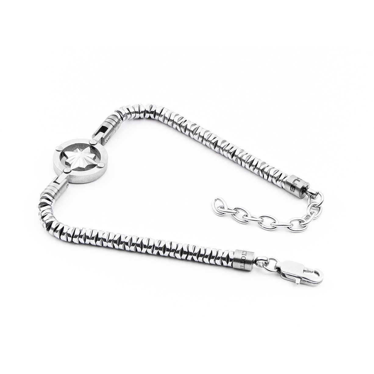 Bracciale Uomo 4US Cesare Paciotti Acciaio Bianco con  rosa dei Venti  4UBR4110