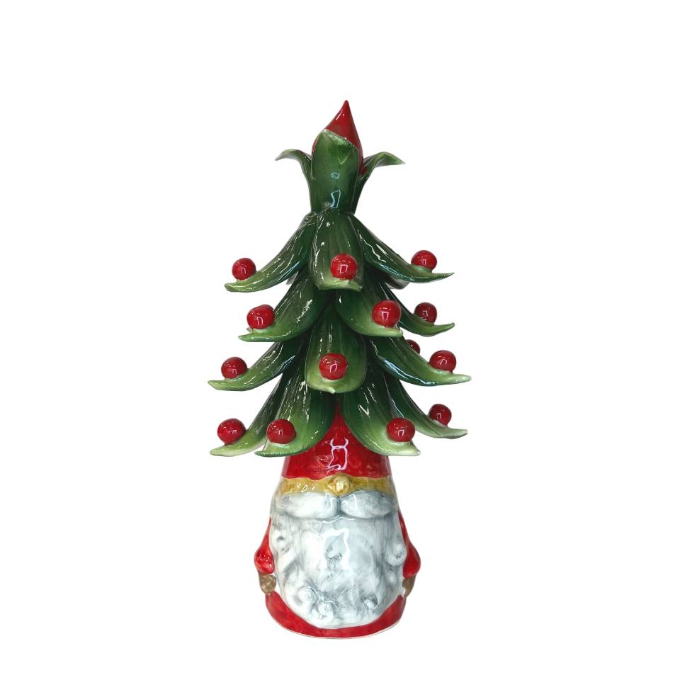 Gnomo Albero di Natale Capodimonte Rosso Bocciolo 22 cm CAP4
