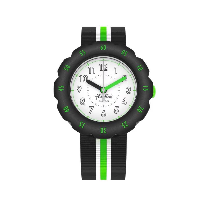 Orologio Bambino Swatch Flik Flak Adrien Quarzo Solo Tempo Nero Verde ZFPSP056