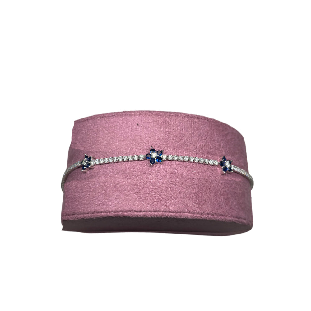 Bracciale Donna Re Mida Tennis Argento 925 Zirconi Fiori Blu Tennis-45