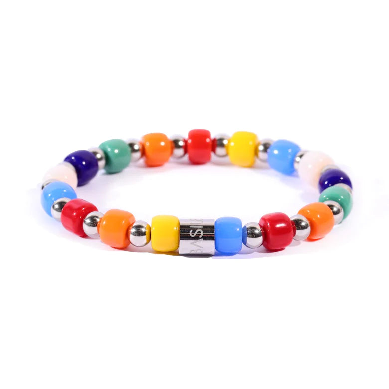 Bracciale Uomo Ivan Basile Elastico Acciaio Pietra Ceramica Multicolore LV_13-L