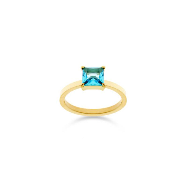 Anello Donna Liu Jo Solitario Acciaio Dorato Zircone Acquamarina LJ2437M18CV