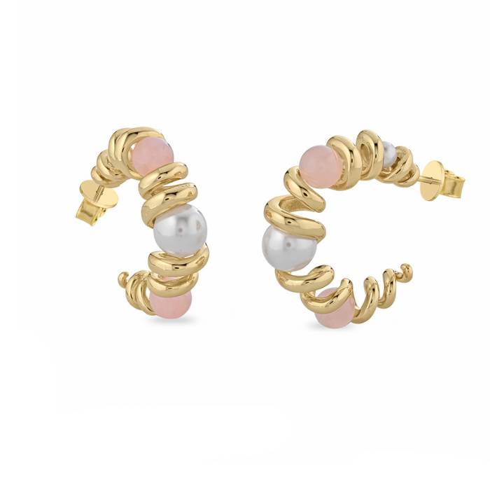 Orecchini Donna Sogni Bronzo Vortice Perla Opale Rosa LOR003GOP