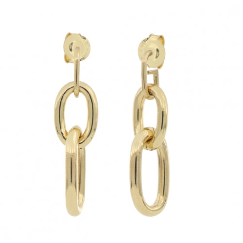 Orecchini Donna Unoaerre Bronzo Dorato Lucido Cerchi Ovali Pendenti 512642
