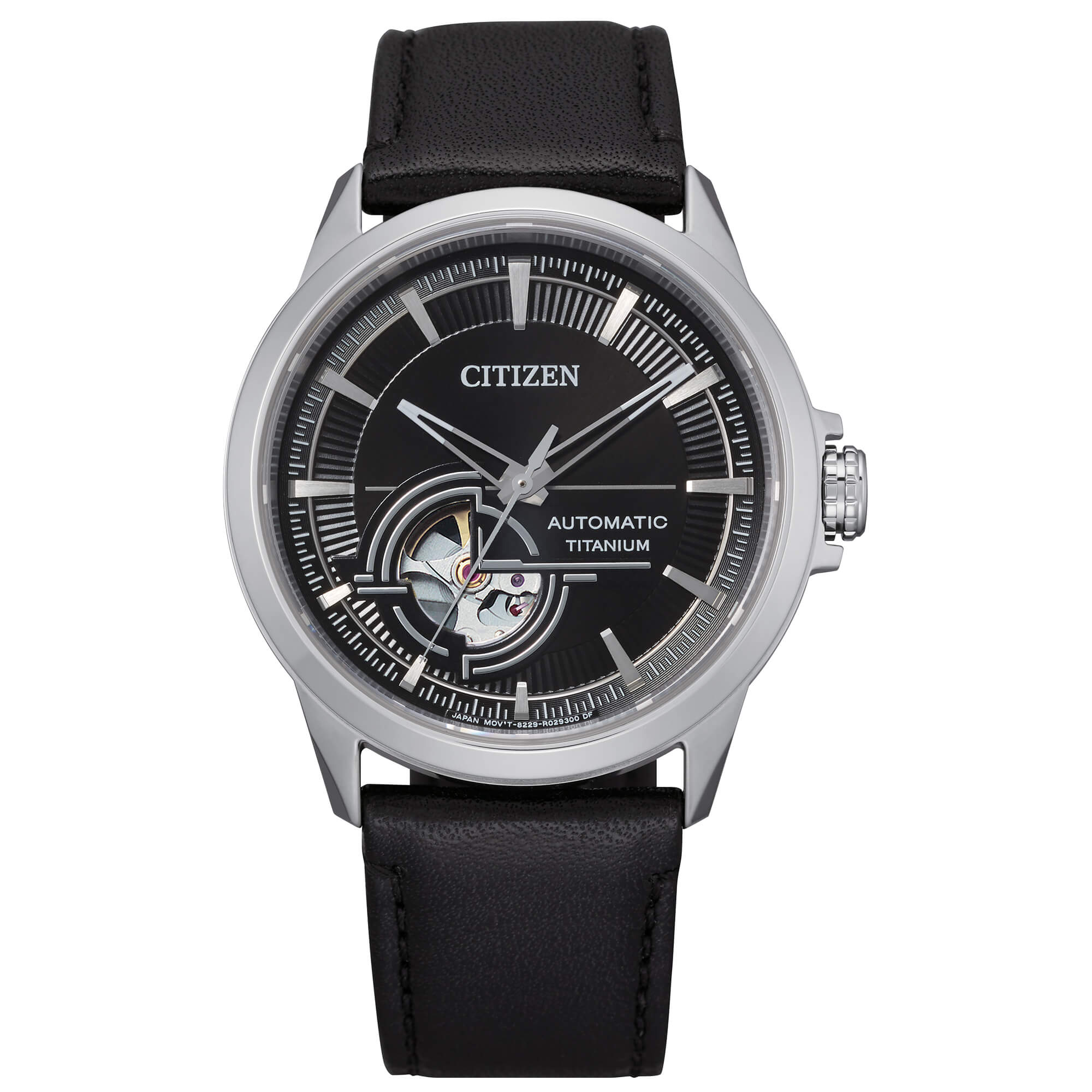 Orologio Uomo Citizen Automatico Nero Open Heart Titanio Pelle NH9120-11E