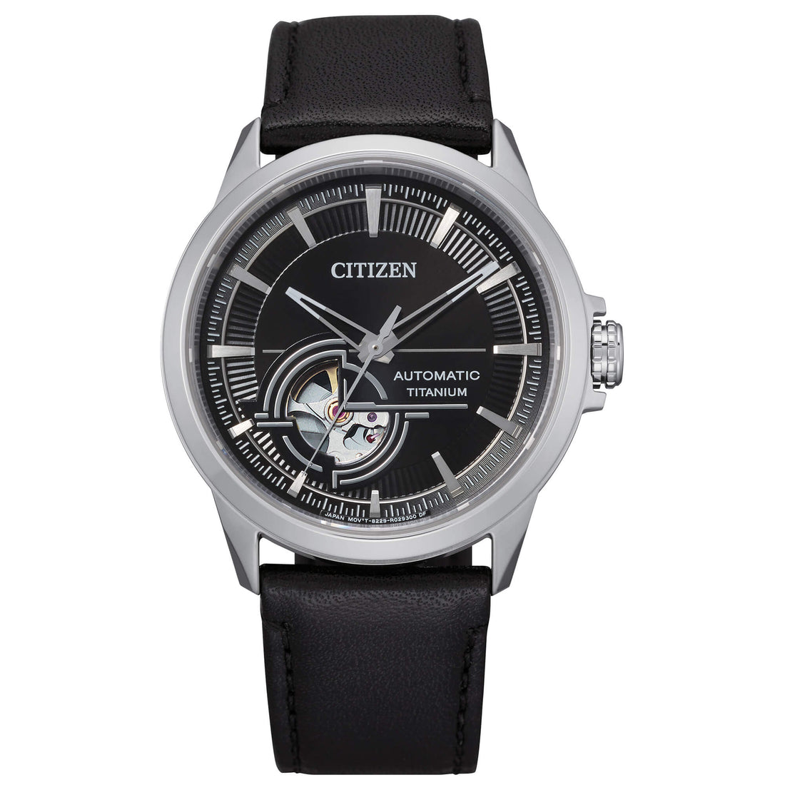 Orologio Uomo Citizen Automatico Nero Open Heart Titanio Pelle NH9120-11E