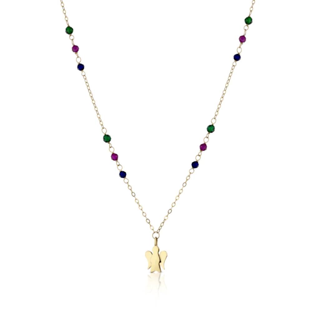 Collana Donna Oro 9 KT Angelo Pietre Colorate PZ671
