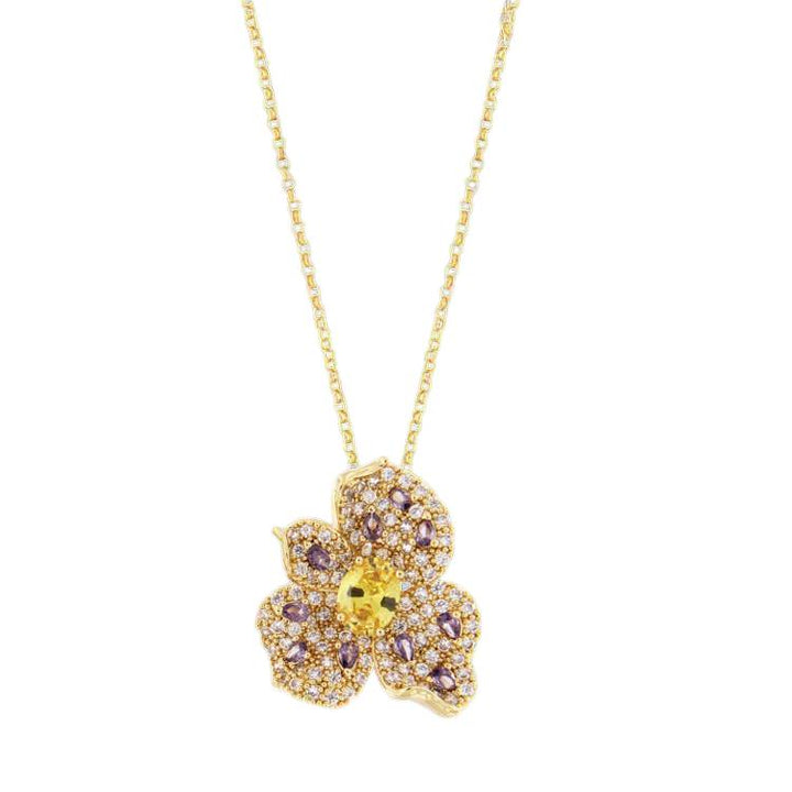 Collana Donna Magnolia Bronzo Dorato Fiore Zirconi Bianchi Glicine CL1030CH